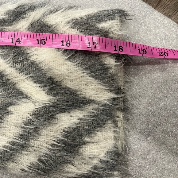 [US8]Per Se Faux Fur Angora Wool Blend Harrington Tweed Gray Short Jacket - Picture 8 of 9